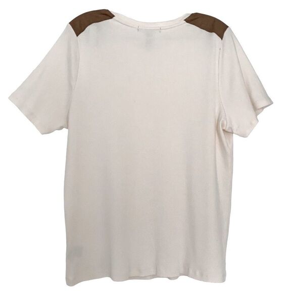 Lauren Ralph Lauren Western Ribbed Tee Women's Size 2X Cream - Picture 2 of 6